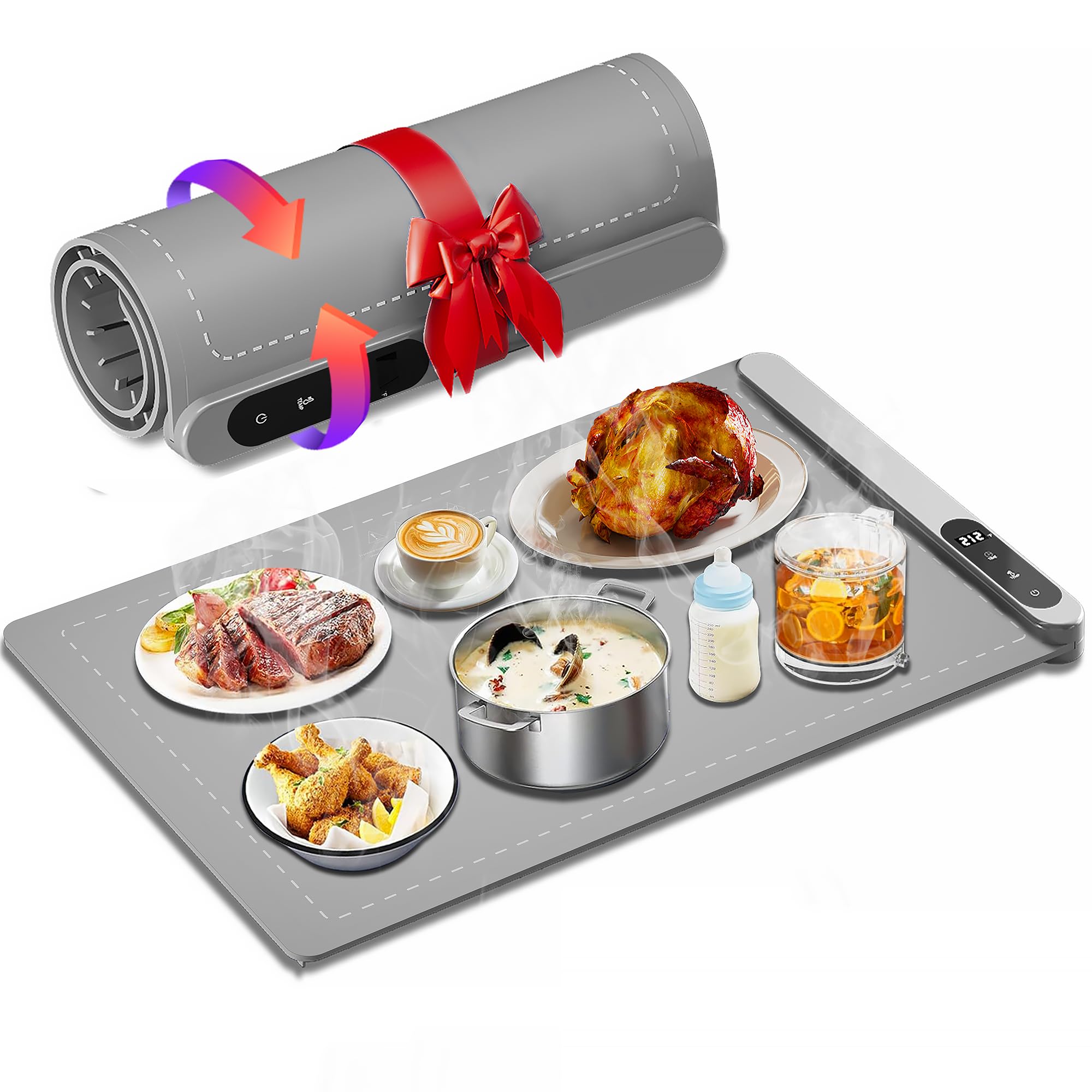 Photo 1 of **MISSING CHARGER** Warming Mat for Food,10s Fast Heating, Food Warming Mats for Countertop, Upgraded Graphene Full Surface Warming Plate for Food, 6 Levels of Adjustable and 6h