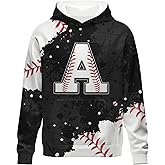 COZYAURA Boys Hoodies Custom Sports Sweatshirts for Kids - Baseball Graphic Hooded Pullover Gifts for Teens Youth White