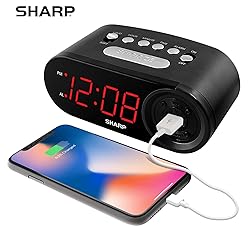 Sharp Digital Easy to Read Alarm Clock with 2 AMP
