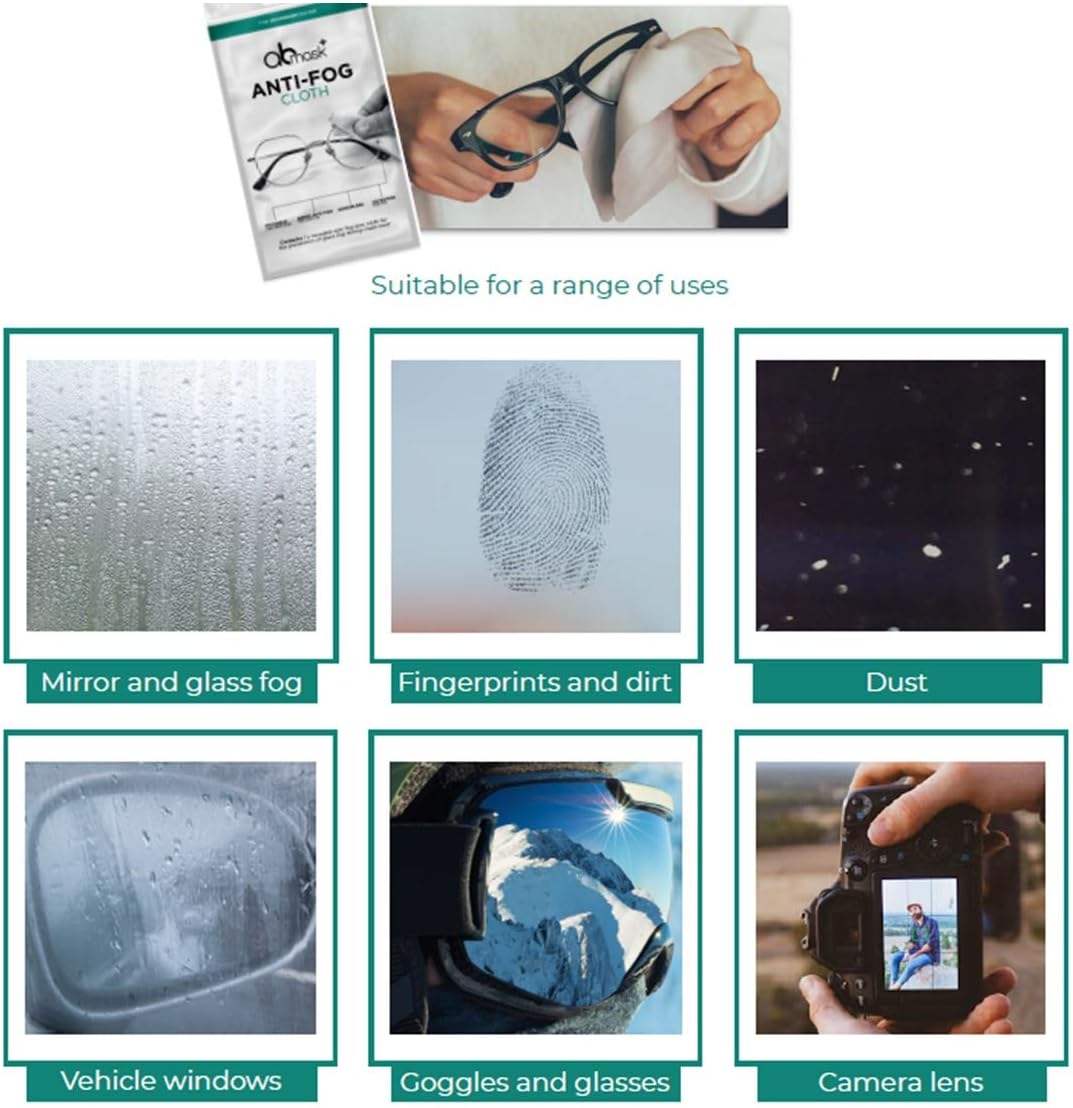 AB Anti-Fog Dry Cloth - Demister Lens Wipe for Glasses Stay Mist Free for 48 Hours, Reusable up to 1000 Times - Image 5