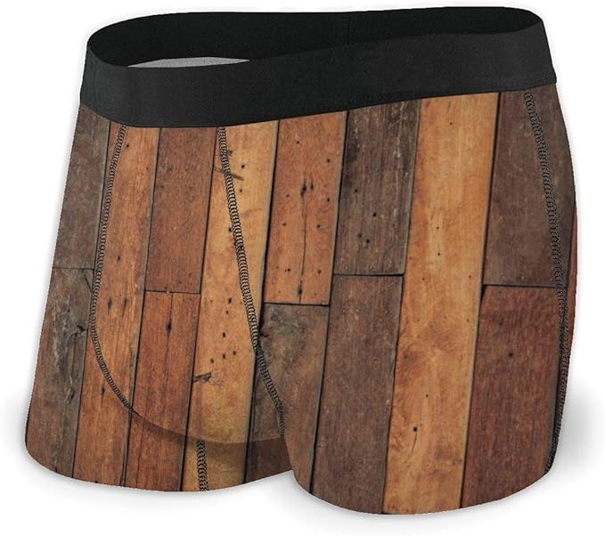 Kimisoy Wood Pattern Floor Underwear for Men Comfortable Boxer Briefs