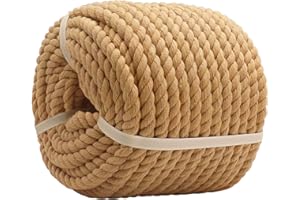 SINYLOO Natural Brown Cotton Rope 1/2 inch x 165 feet - Thick Craft Rope for Decoration, Baskets, Wall Hanging, DIY Projects, Nautical