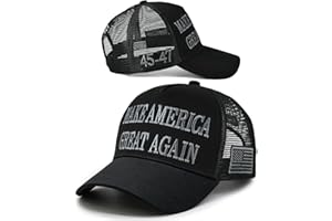 ZKSHDIW MAGA Hat Trump Hat 2024 Black MAGA Hat Mesh 45-47 Embroidered Adjustable Baseball Cap