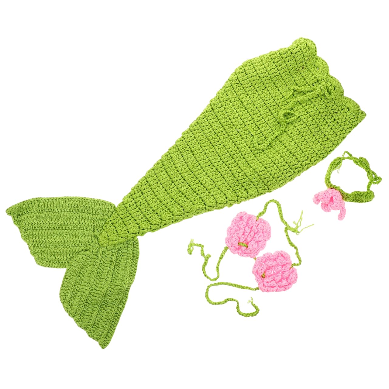 SHERCHPRY Baby Girl Mermaid Costume Handmade Crochet Knit Soft Yarn Newborn Photo Shoot Outfit Infant Photography Props Dress