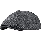 Men's Wool Blend Newsboy Cap Adjustable Gatsby Ivy Newsies Cabbie Hat Classic 8 Panel Tweed Flat Winter Hat