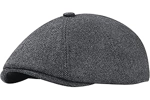 KNKNT Men's Wool Blend Newsboy Cap Adjustable Gatsby Ivy Newsies Cabbie Hat Classic 8 Panel Tweed Flat Winter Hat