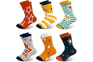 Queenshin Kids Boys Socks Funny Crazy Abstract Textures Crew Ankle Socks Novelty Birthday Gifts Christmas Stocking 6 Pairs