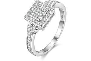 Uloveido Created Diamond Engagement Wedding Heart Rings for Women Bridal Silver Color Square Anniversary Promise Ring for Her Girls Gift with Cubic Zirconia Y010