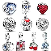 ROPLYNT 10 Pack Silver Spacer Beads Charms fit Bracelet DIY Bracelet CZ Pendant Set