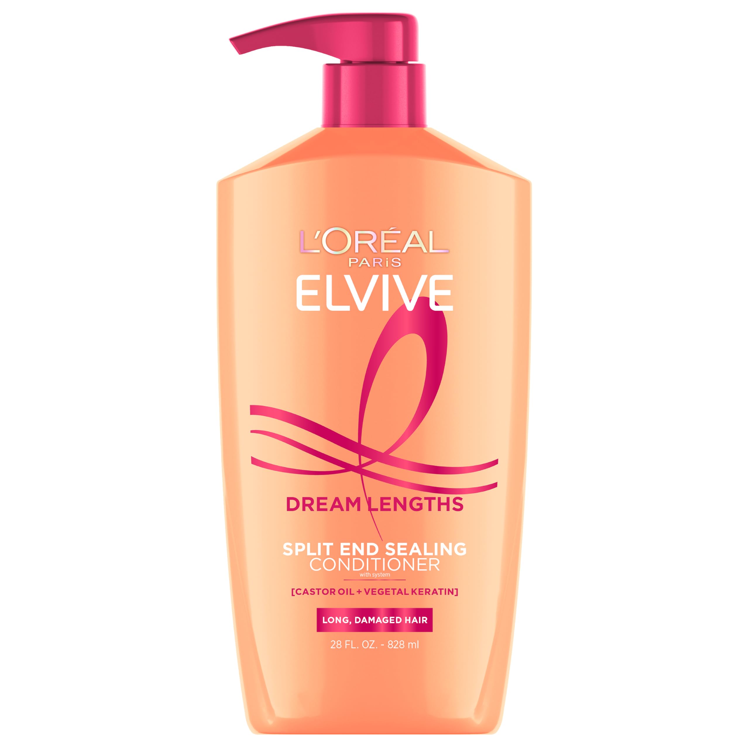 Photo 1 of L'Oreal Paris Elvive Dream Lengths Super Detangling Conditioner With Fine Castor Oil and Vitamins B3 and B5 for Long, Damaged Hair, Instantly Detangles To Reduce Breakage With System, 28 Fl Ounce