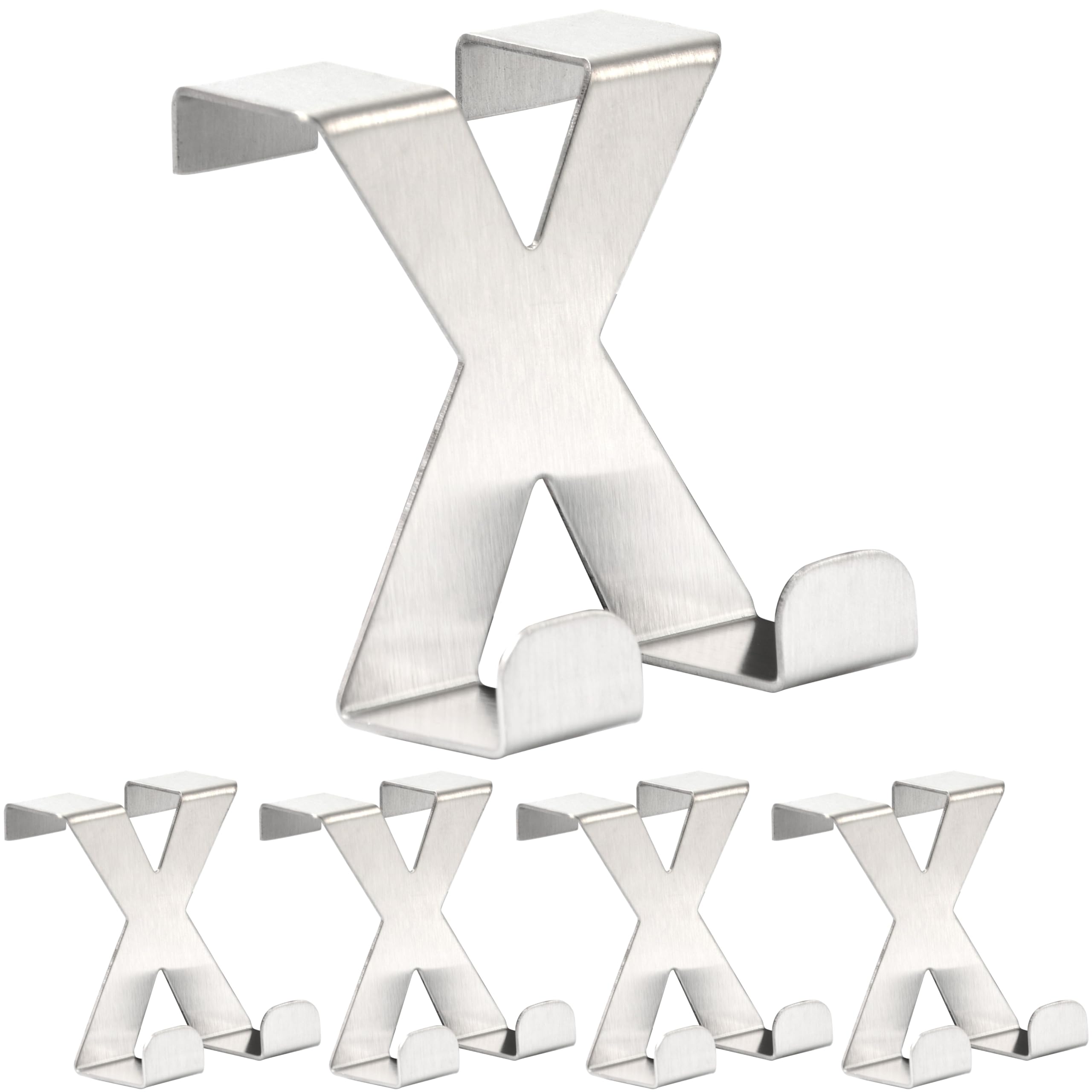 RICOO Premium Over Door Hanger, MH031Sx5, Stainless Steel Door Hooks, Durable and Rust-Resistant Over Door Hook for Coats, Towels, and Bags, Space-Saving Design, Easy Install - No Drilling, Silver