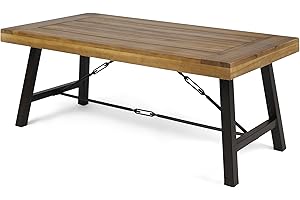 Christopher Knight Home Catriona Outdoor Acacia Wood Coffee Table, Teak Finish / Rustic Metal Brown and Black
