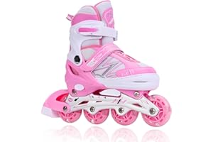 FYHART Adjustable Kids Inline Skates for Girls Boys with All Wheels Illuminating, for Beginner Youth Mens and Womens Roller S