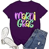 Ascrazy Mardi Gras Shirts for Women Fat Tuesday Tshirt Happy Mardi Gras Day Tee Top