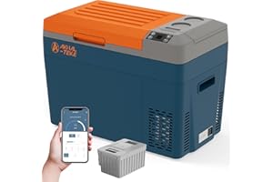 Akhal-Teke 12V Refrigerator, 30L Portable Refrigerator Freezer with Compressor, 13.8"x13"x9.8" Cooling Area, 46 Cans of 330ml Beverage Storage, 1 Year Warranty