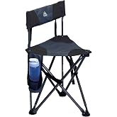 GCI Outdoor Quik-E-Seat | Portable, Folding Tripod Chair with Drink Holder and Padded Lumbar Support &mdash; Black