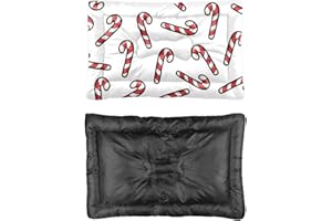 Candy Cane Elements Dog Crate Bed Washable Cat Bed Dog Mat for Car Flat Cat Non- Slip Bottom Home Essentials Multi- Scenario,