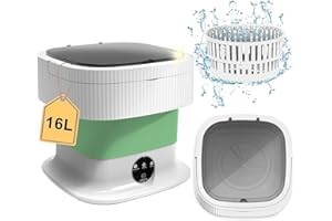 JAMINI Portable Washing Machine, 16L Small Compact Laundry Washer with Spin Dry, Mini Foldable Lavadora Portatil for Baby Clothes, Underwear, Socks or Small ltems, Apartments, Travel, Dormitory（Green)