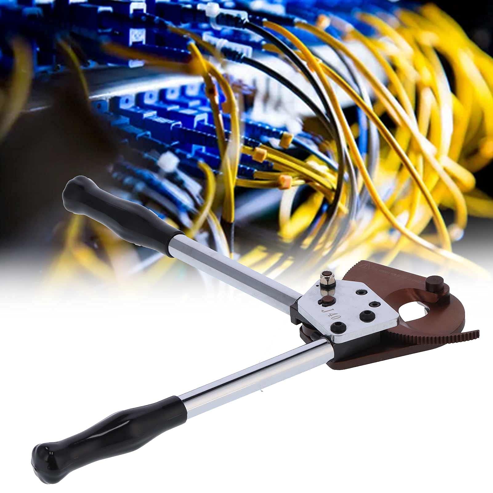 Ratchet Cable Cutter Heavy Duty, JA40 Copper Ratchet Cable Cutter, for Cut Below 300mm² Copper and Aluminum Cables and Armored Cables, Ratcheting Wire Cutter and Wire Cable Cutter