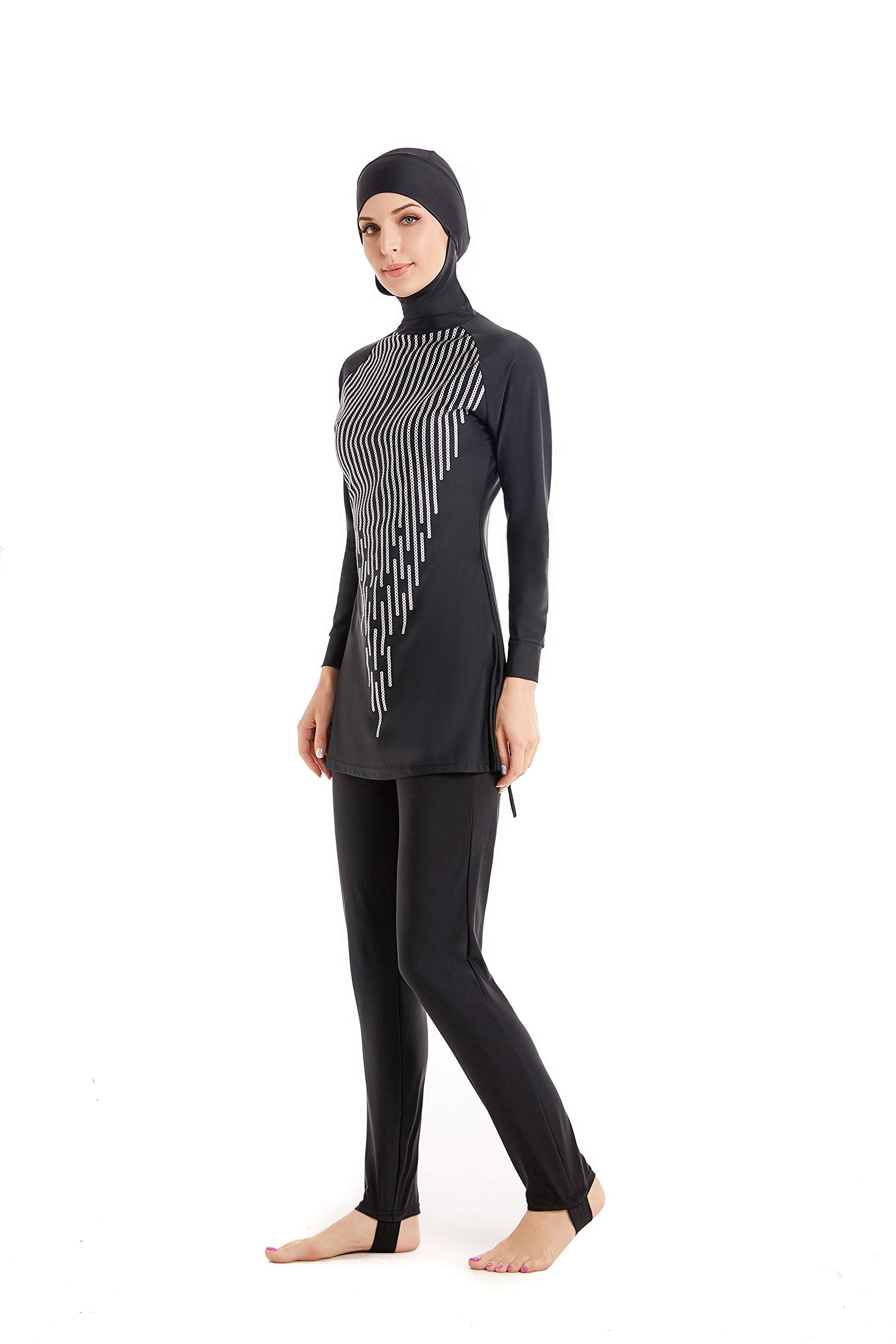 2020 Muslim Women Swimwear Burkini Islamic Full Cover Swimsuit Modest Hijab Beachwear Top Pants 