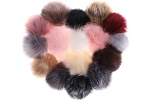 Abgream 16 Pieces Faux Fur Pom Pom Balls - DIY Mix Colors Fluffy Pompom Ball with Elastic Loop for Knitting Hats Keychains Scarves Shoes Bags Accessories (Style A)