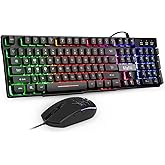 mafiti RK101 Computer Keyboard Mouse Combo Wired, RGB Backlit USB Keyboard for PC Mac Laptop Desktop, Gaming Office