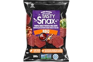 Tasty Snax Purple Sweet Potato & Rice Chips, BBQ Flavor, Gourmet Oven-Baked Snack, 100g