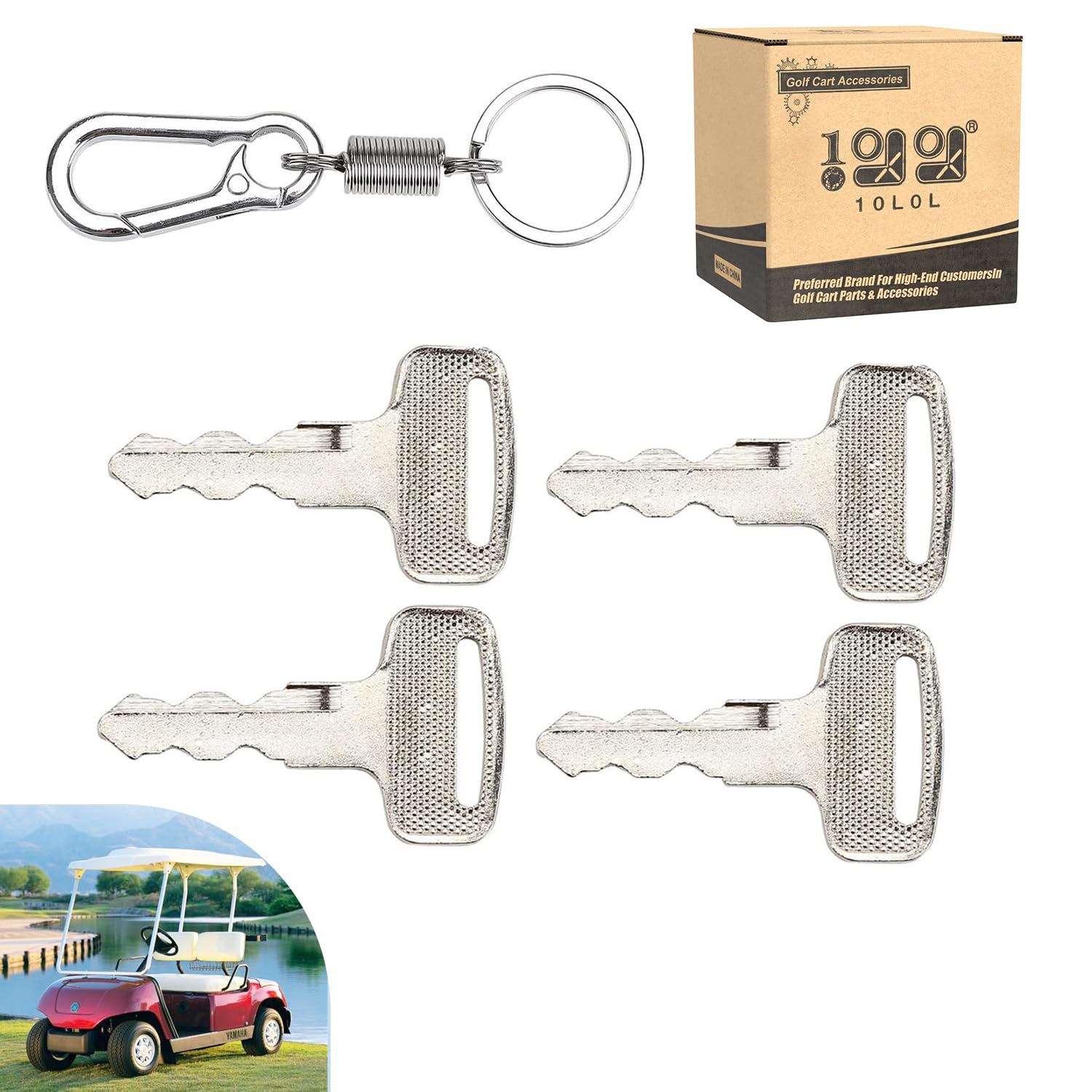 Photo 1 of 10L0L 4 Pack Ignition Keys for Yamaha G14 G16 G19 G20 G21 G22 G29 Drive Electric Golf Cart, Replace OEM JU2-H2511-00