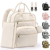 Pritent Diaper Bag Backpack,Baby Essentials Diapers Bag with Pacifier Case,Multipurpose Stylish Large Capacity Travel Backpack for Baby Girl/Boy(L-Beige)