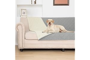 BOCTOPUG Dog Bed Cover for Pets - Blankets Rug Pads for Couch Protection Waterproof Bed Covers Dog Blanket Furniture Protector Reusable Changing Pad (Light Grey+Ivory, 52"x82")