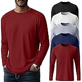 Oakgarden 5 Pack Men's Big and Tall Shirts, Long Sleeve Tees Solid Casual Basic Tops Soft Crew Neck T Shirts