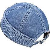 Zgboaht Fashion Denim Beanie Hat Vintage Docker Cap for Men Women Fashion Brimless Cuff Hats
