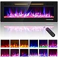 Zionheat 50 inches Electric Fireplace-Wall Fireplace for Living Room-Fireplace Freestanding/Inserts/Wall Mounted with Remote Control, Timer, Dimmer, 12 Flame Colors, 750/1500W, Ultra Thin
