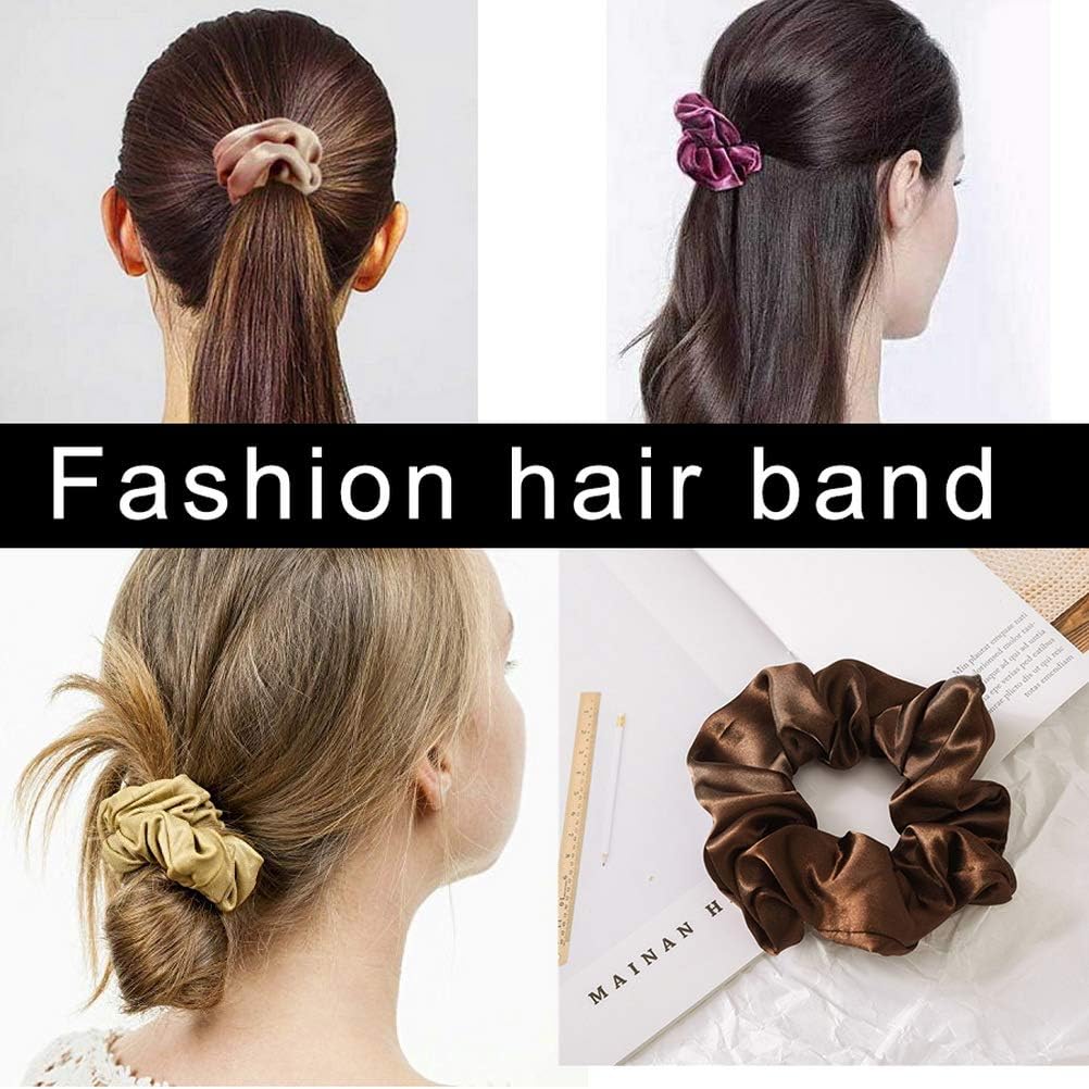 12 Pieces Hair Scrunchies, Elastic Satin Scrunchy Silk Scrunchies for Women Girls Hair Accessories, color 1, 12 count (Pack of 1) - Image 5