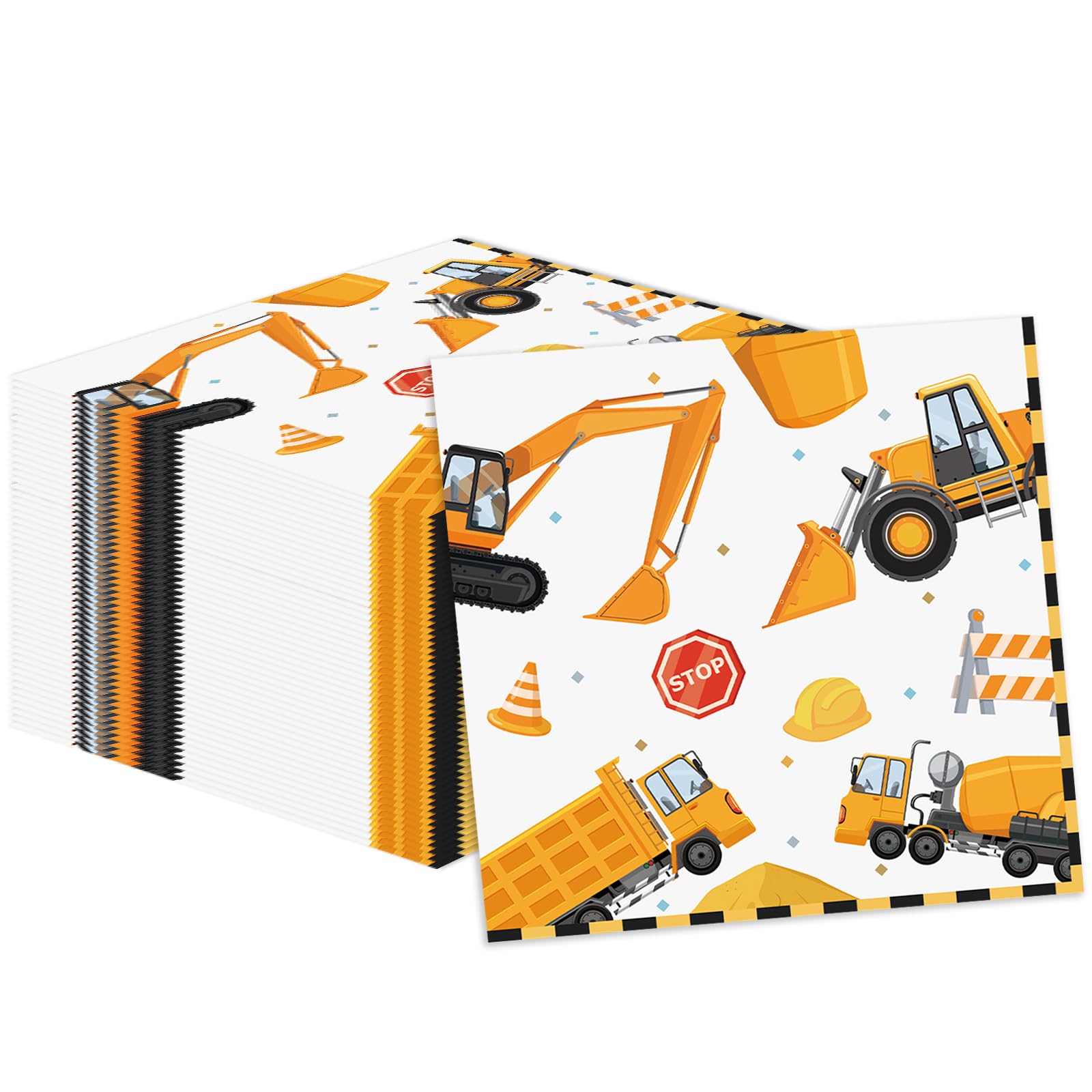 50 Pcs Construction Napkins 13 x 13