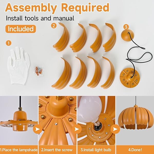 MID CENTURY MODERN PENDANT LIGHT FIXTURE, 14.5 INCH PUMPKIN ORANGE CEILING LIGHT WITH WHEAT STRAW MATERIAL SHAPE, SEMI FLUSH MOUNT CEILING LAMP FOR KITCHEN ISLAND, DINING TABLE, HALLWAY LIGHTING