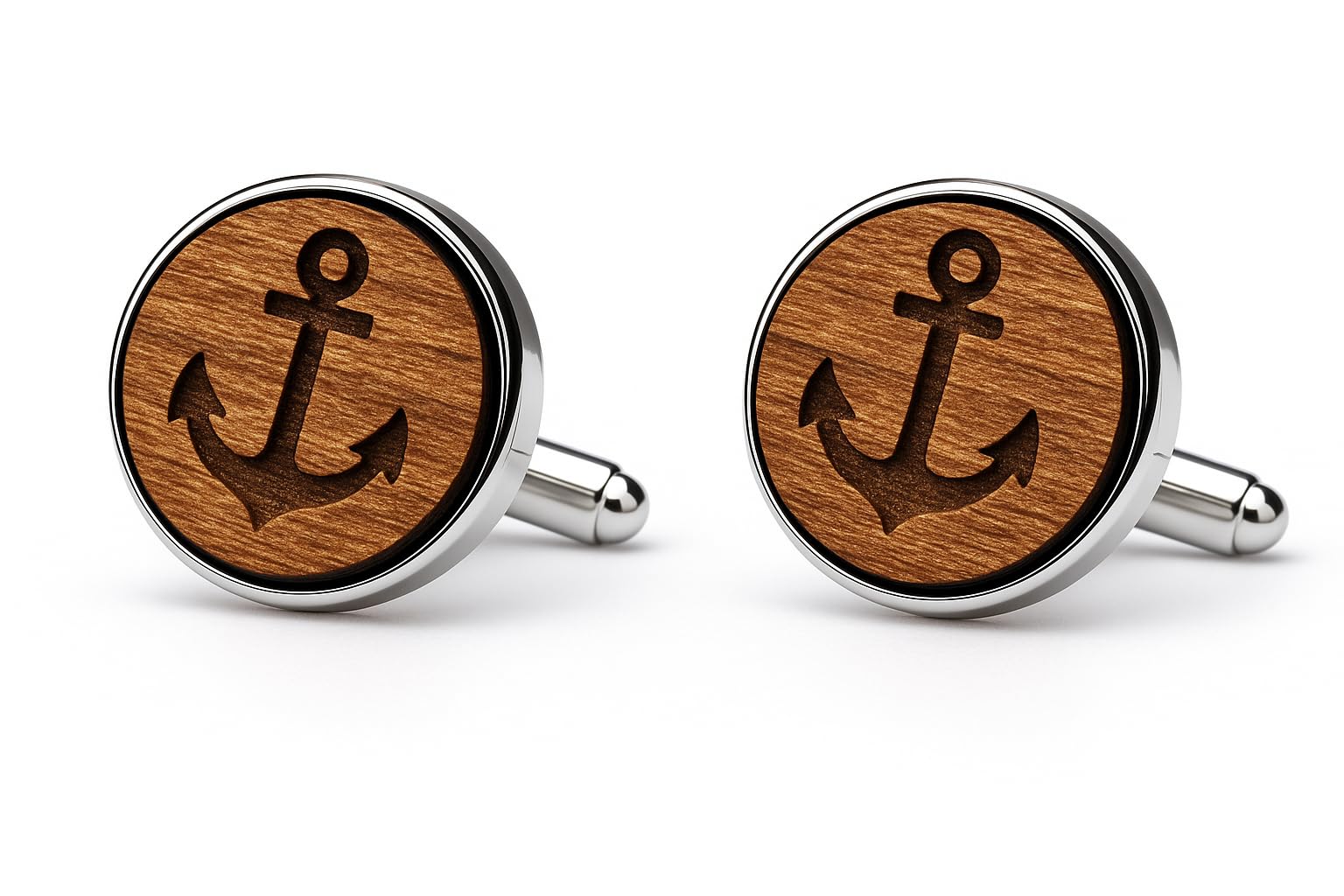 Anchor Wooden Cufflinks Natural Cufflinks Classic Men Jewellery Shirt Cufflinks Gift for Men