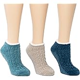 Cuddl Duds Women Cozy Lined Super Soft 3 Pair Pack Low Cut with Grippers Lounge Socks