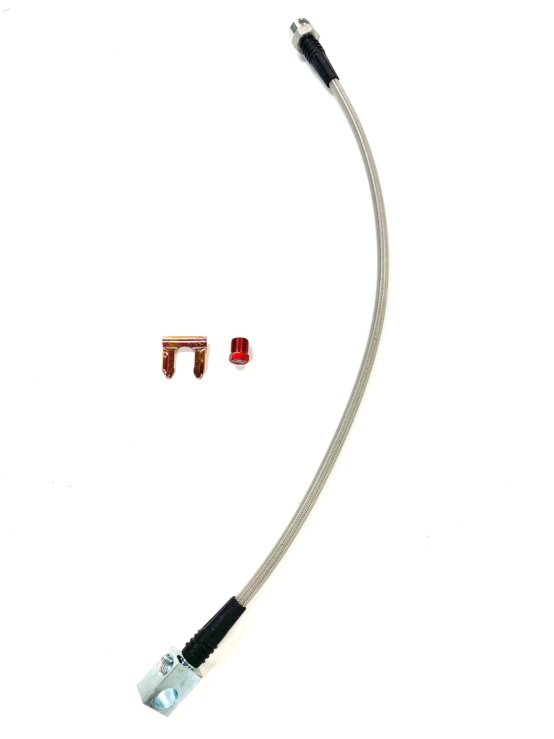 Photo 1 of The Stop Shop Universal Rear Braided SS Brake Hose, 14 Inches Long with mouting block