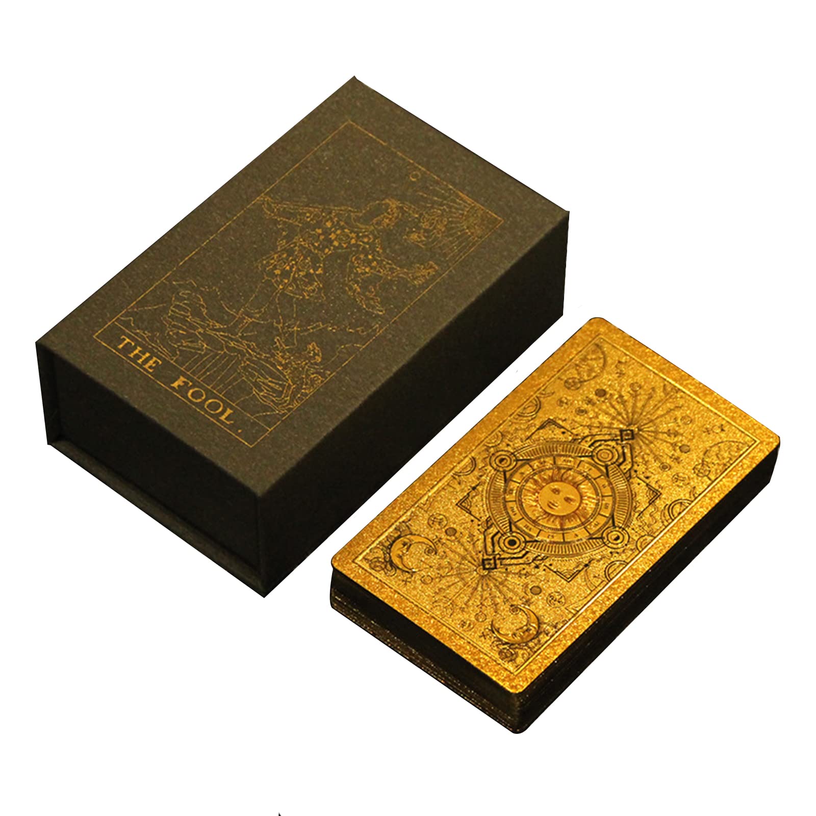 ZHIRCEKE Gold Foil Vintage Tarot Cards - Tarot Deck with Guidebook Waterproof PVC Holographic 80 Tarot Deck Set Fortune Telling Game