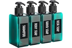 Segbeauty Refillable Soap Dispenser, 4 Pack 6.8oz Plastic Square Press Pump Bottles, 200ml Empty Travel Containers Lotion Cos