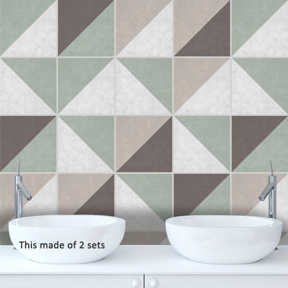 AMOYEE Wall Stickers for Home Decor, Self-Adhesive Backsplash Removable Wallpaper, Square Waterproof Oil-Proof Anti-Skid Art Tile Sticker Wall Murals for Kitchen, Bathroom and Toilet