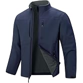 33,000ft Men's Lightweight Softshell Jacket Fleece Waterproof Windbreaker | 7 Pockets, Windproof Soft Shell, Warm Insulated Lined, Zip Up Fall Winter Coat for Hiking Tactical Outdoor Causal Work Ski