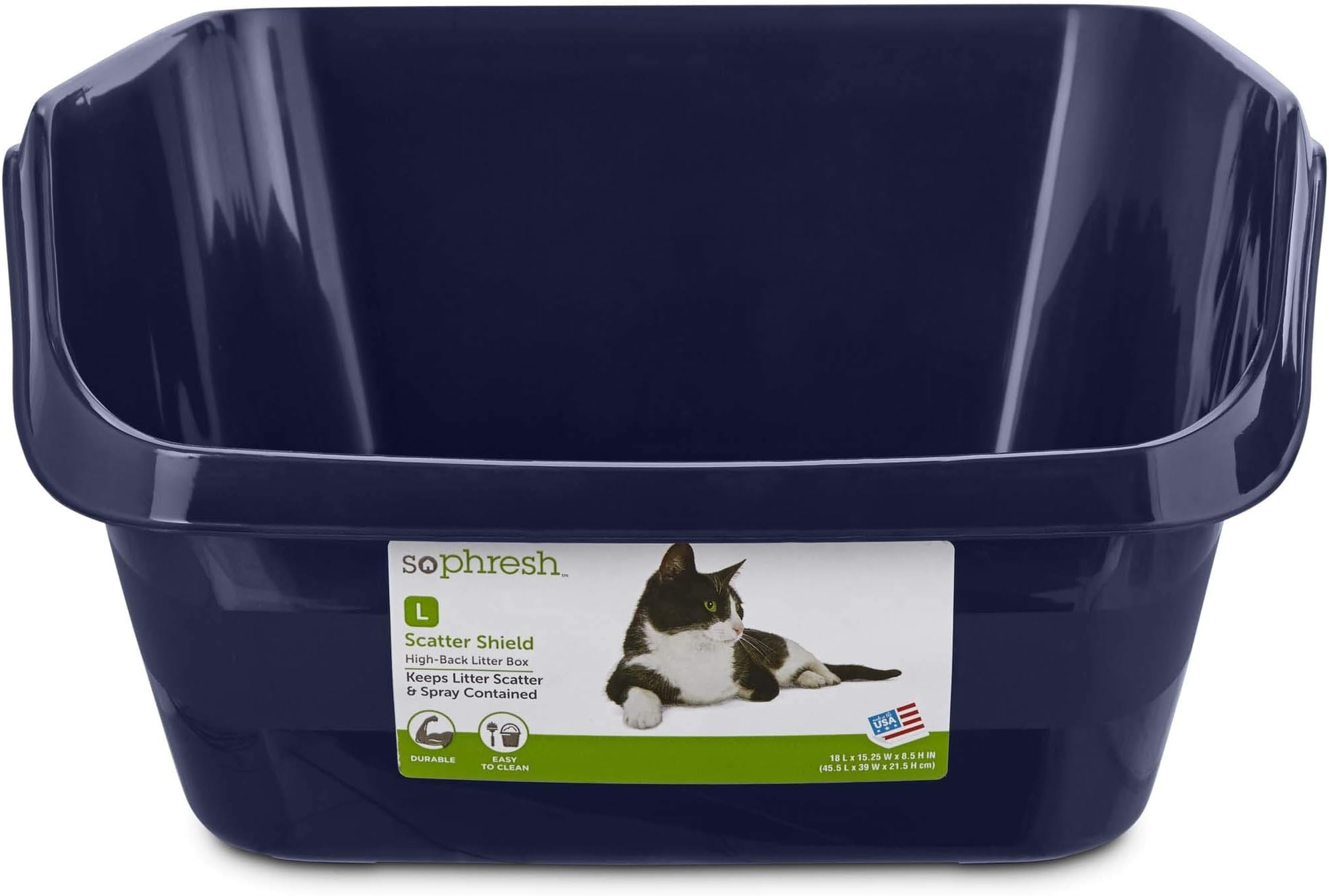 Petco Brand - So Phresh Scatter Shield High-Back Litter Box in Navy, 18.5" L X 15" W X 8.5" H, Large