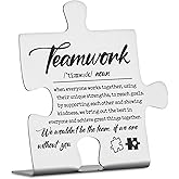 Teamwork Appreciation Thank You Gifts for Coworkers, Employees, Women, Men, Puzzle Piece Plaque Gift,Team Christmas Office Desk Decor Gifts Signs Plaquess YCC118