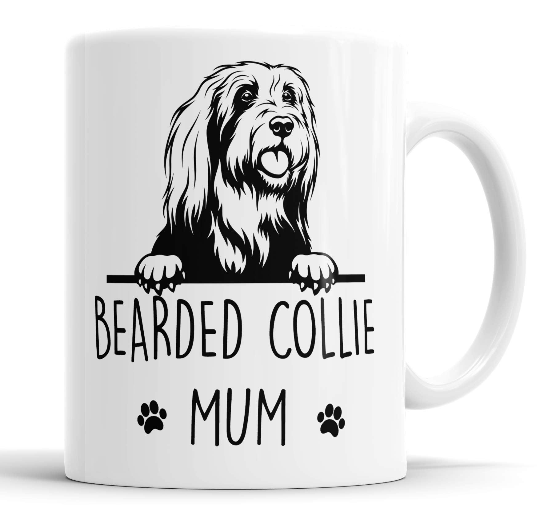 Faithful Prints Bearded Collie Mum Mug Pet Present Bearded Collie Dog Mum Dad Friend Joke Funny Gift Cup Birthday Christmas, Ceramic Mug