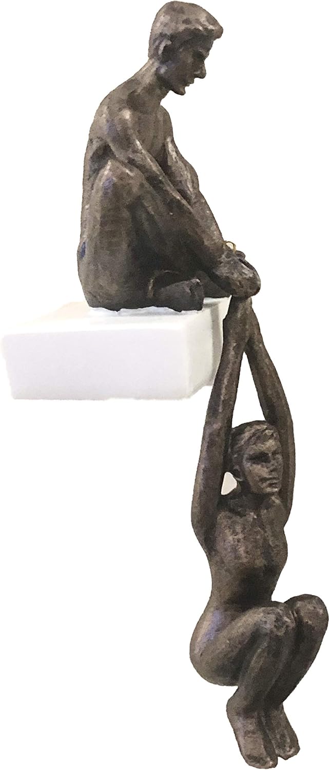 Haute Collage Emotive Figurines Modern Wall Hanging (Faith (Man holding a hanging woman)), Bronze