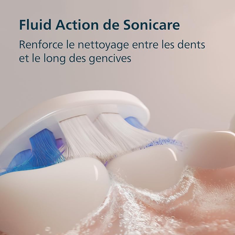 Sonicare 6100 - Brosse à dents électrique sonique avec 2 modes de brossage, 3 niveaux d'intensité, Alerte de pression, EasyStart, Coffret de voyage, Blanc, HX7400/02 [Nouvelle technologie]