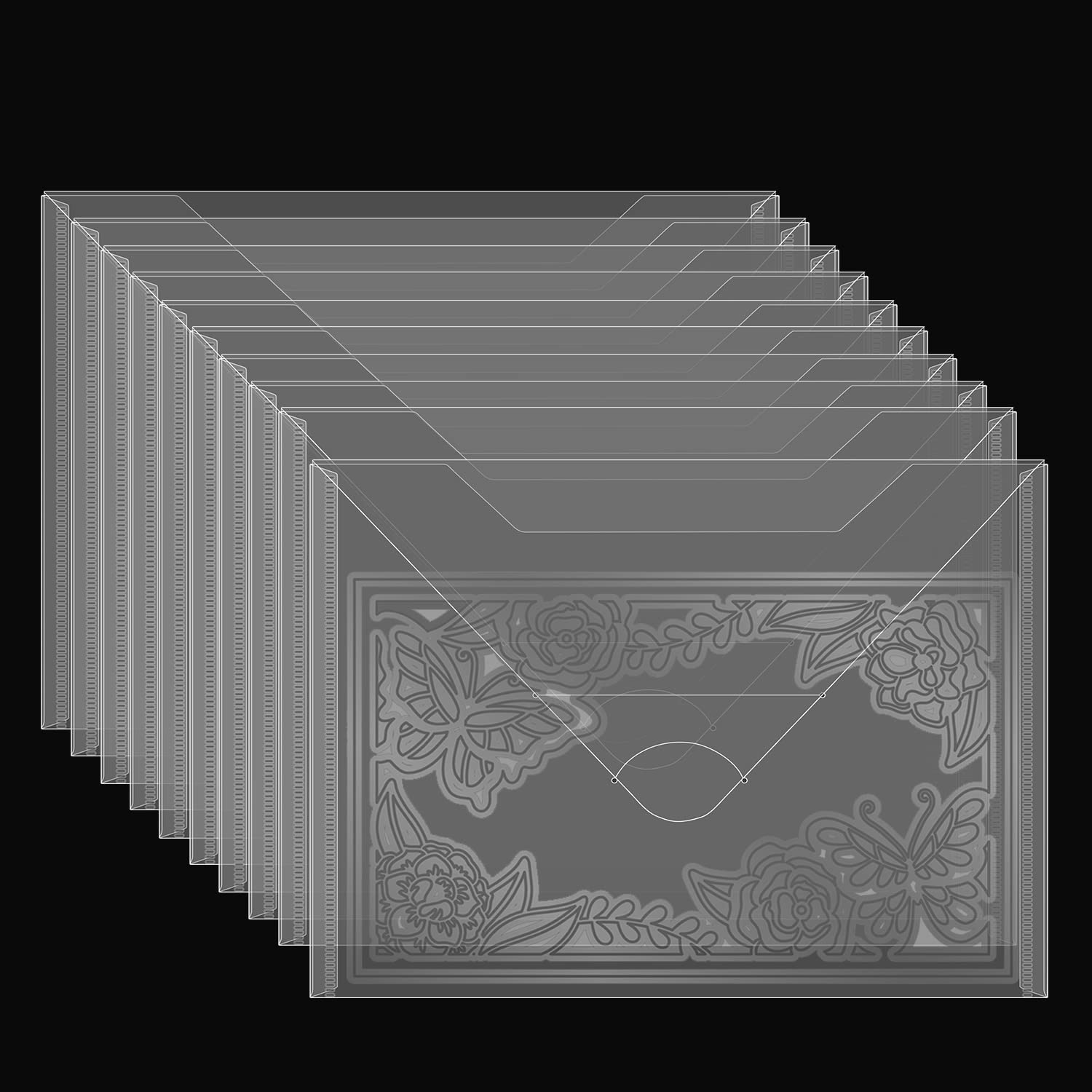 OTCRAFT 20 Pcs Large Stamp & Die Storage Pockets, Clear Plastic Seal Bags, Transparent, Waterproof, Non-Stick, Ideal for Crafting Dies, Stamps, Stencils, Scrapbooking