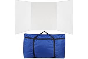 Paterr Trifold Poster Board with Storage Bag 72 x 36 Inch Foldable 3 Panel Presentation Board Hook and Loop Receptive Fabric Tabletop Science Fair Display Boards for Exhibition Booth Show (White)